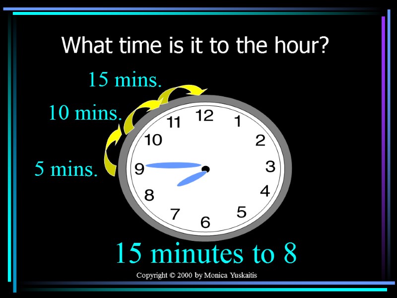 Copyright © 2000 by Monica Yuskaitis What time is it to the hour? 5